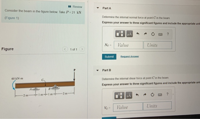 Solved Review Part A Consider the beam in the figure below. | Chegg.com