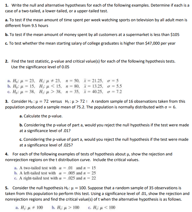 writing null and alternative hypothesis worksheet with answers