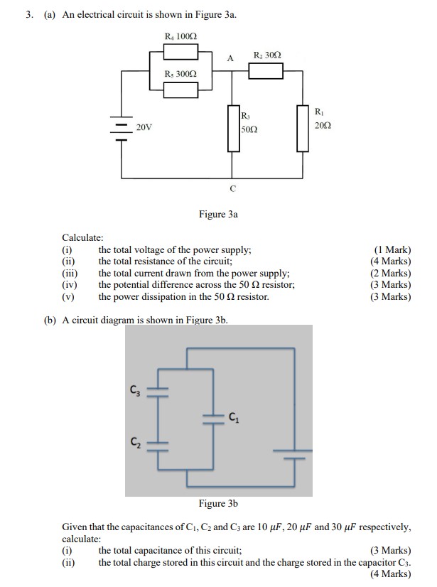 Solved 3. (a) An electrical circuit is shown in Figure 3a. | Chegg.com