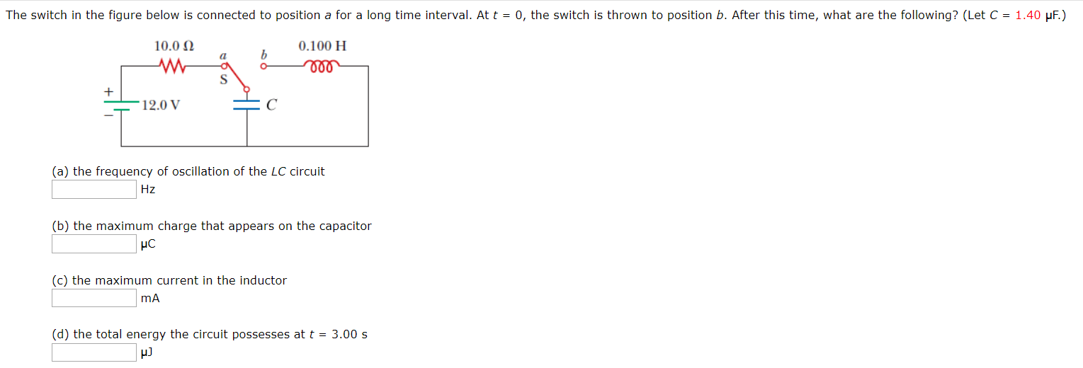 Solved The switch in the figure below is connected to | Chegg.com
