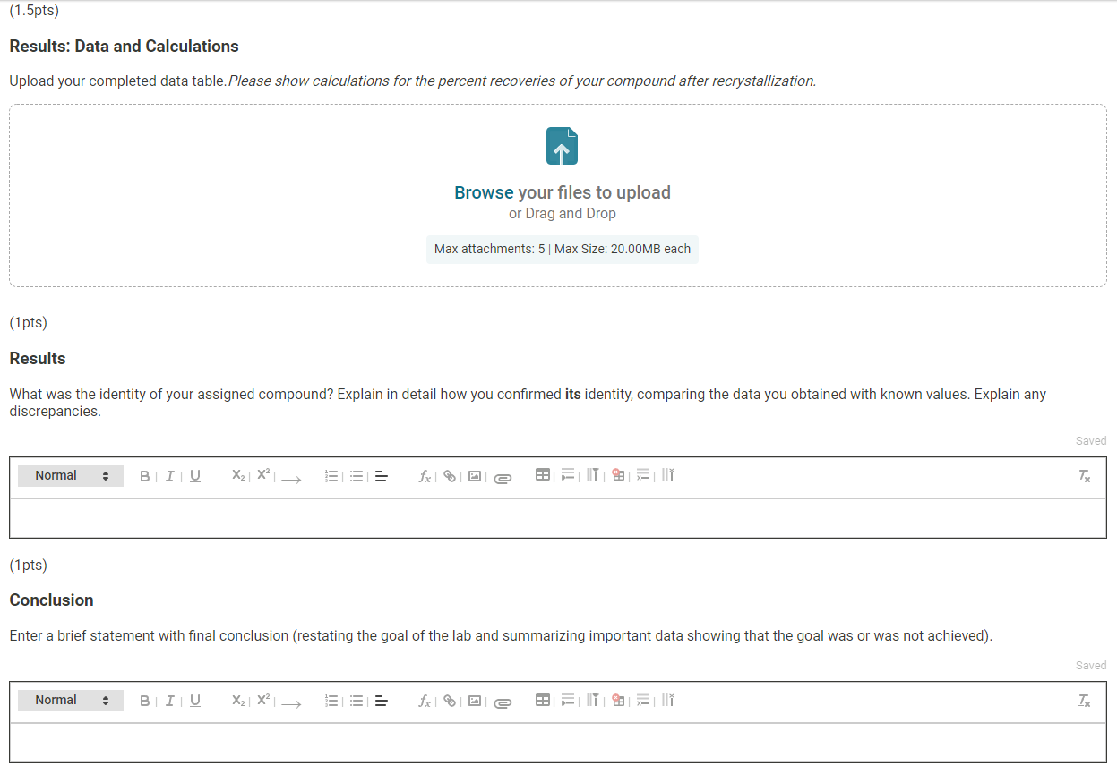 Solved Data And Report Submission - Recrystallization Of | Chegg.com