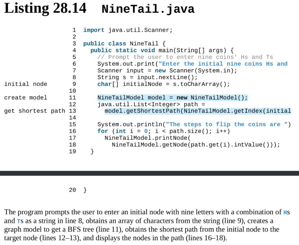 Listing 28.14 ninetail.java 1 import java.util.scanner; public class ninetail { public static void main(string[] args) { // p