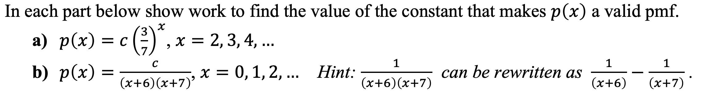 Solved In each part below show work to find the value of the | Chegg.com