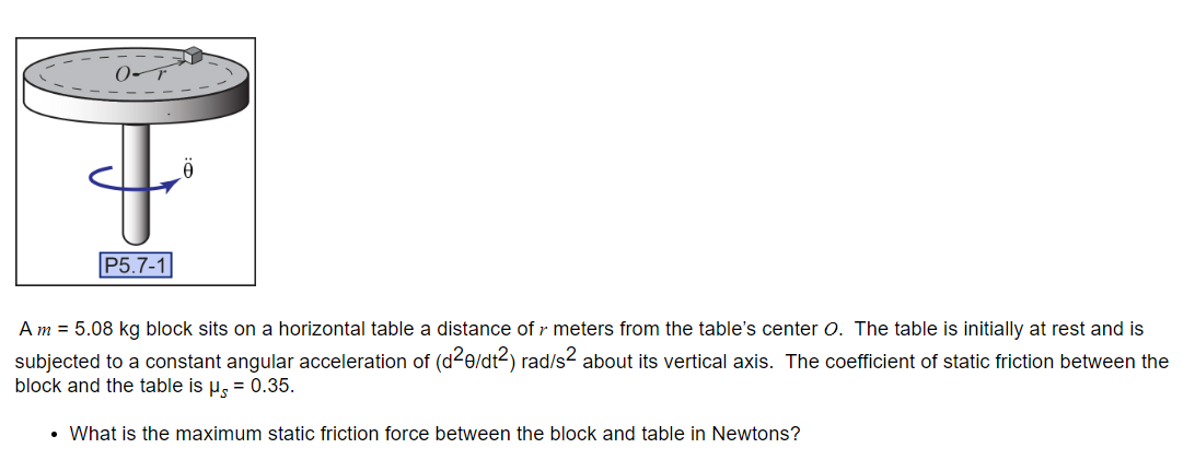 Solved A m=5.08 kg block sits on a horizontal table a | Chegg.com