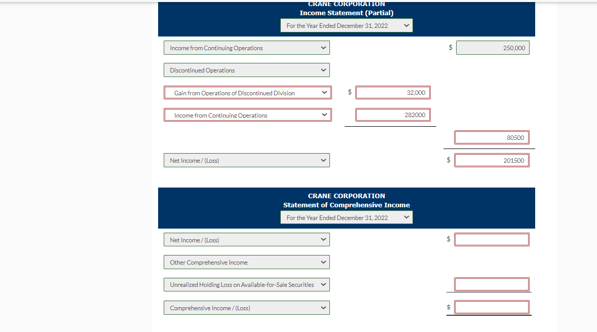 Solved Crane Corporation has income from continuing | Chegg.com