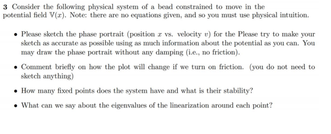 Solved Potential function V(3) bead w 3 Consider the | Chegg.com