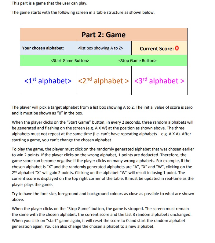 Solved This part is a game that the user can play. The game | Chegg.com