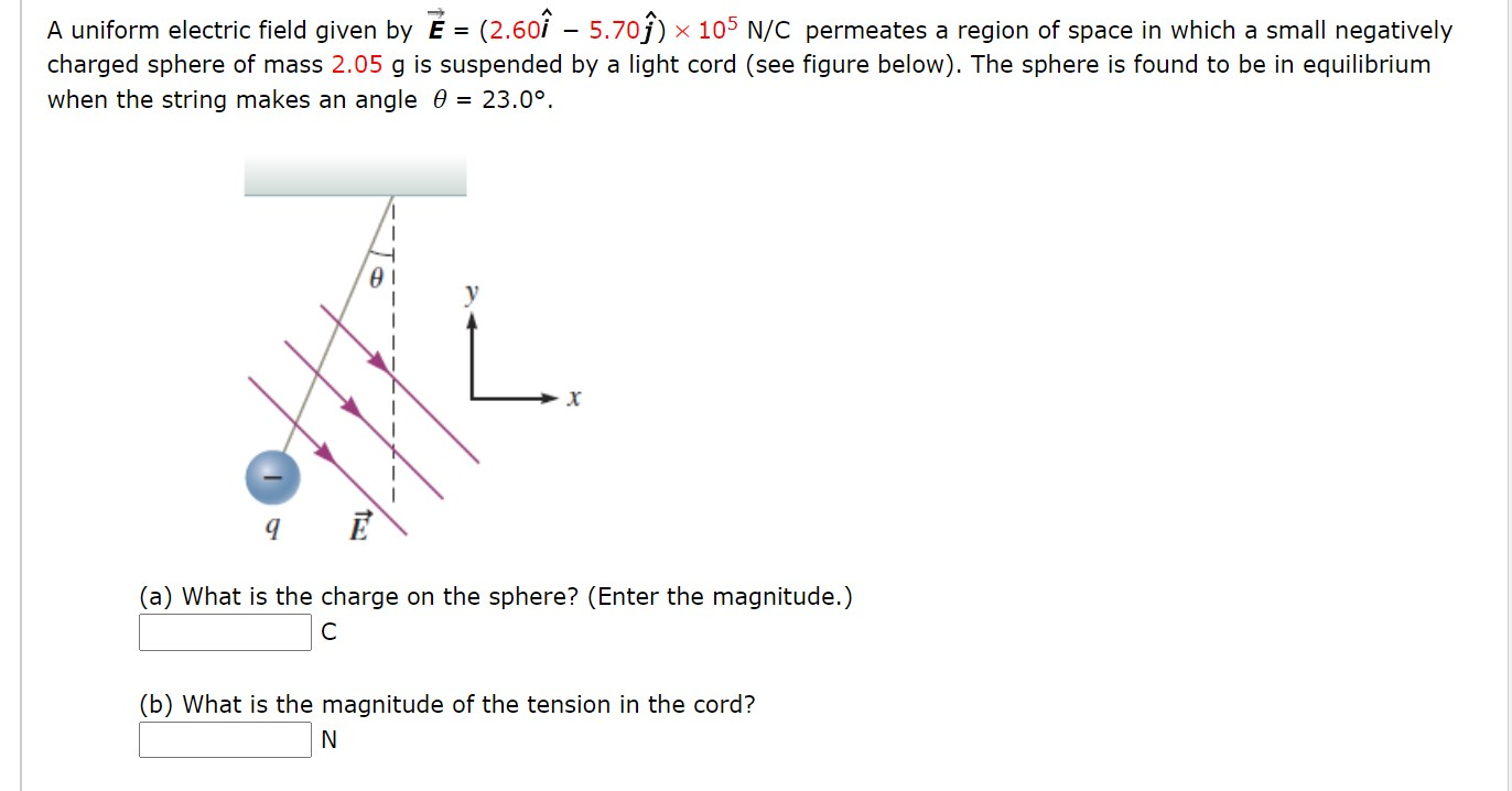 Solved A Uniform Electric Field Given By E 2 60i 5 7 Chegg Com