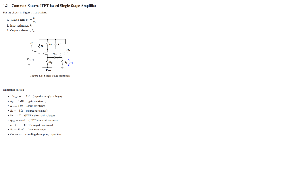 Solved 13 Common Source Jfet Based Single Stage Amplifier 9478