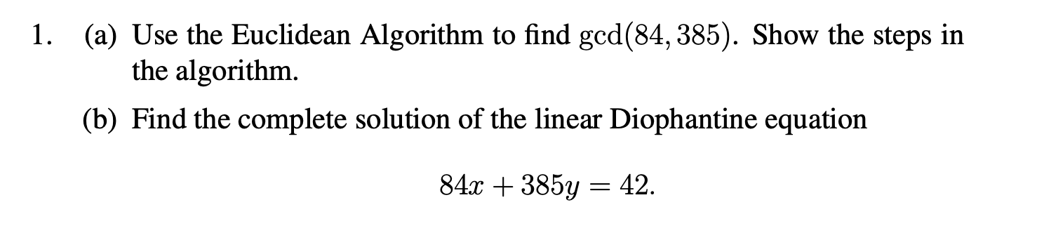 1. (a) Use the Euclidean Algorithm to find | Chegg.com