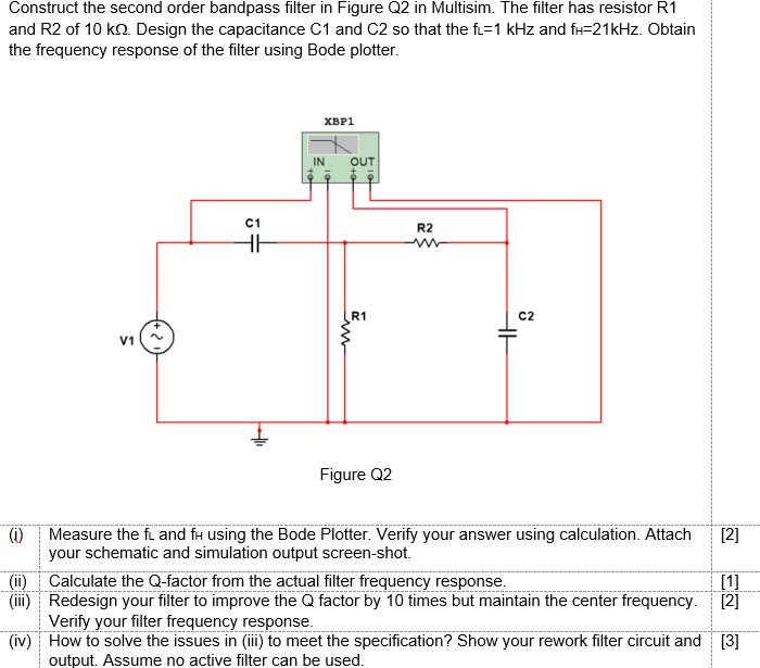 Solved Construct the second order bandpass filter in Figure | Chegg.com