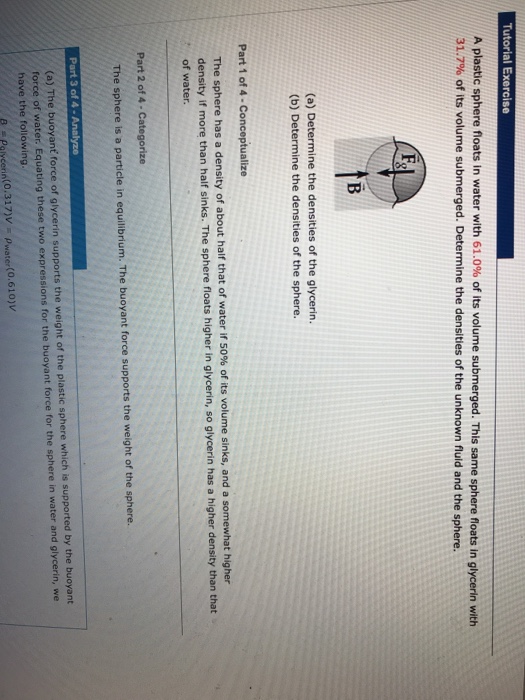 Solved Tutorial Exercise A plastic sphere floats in water