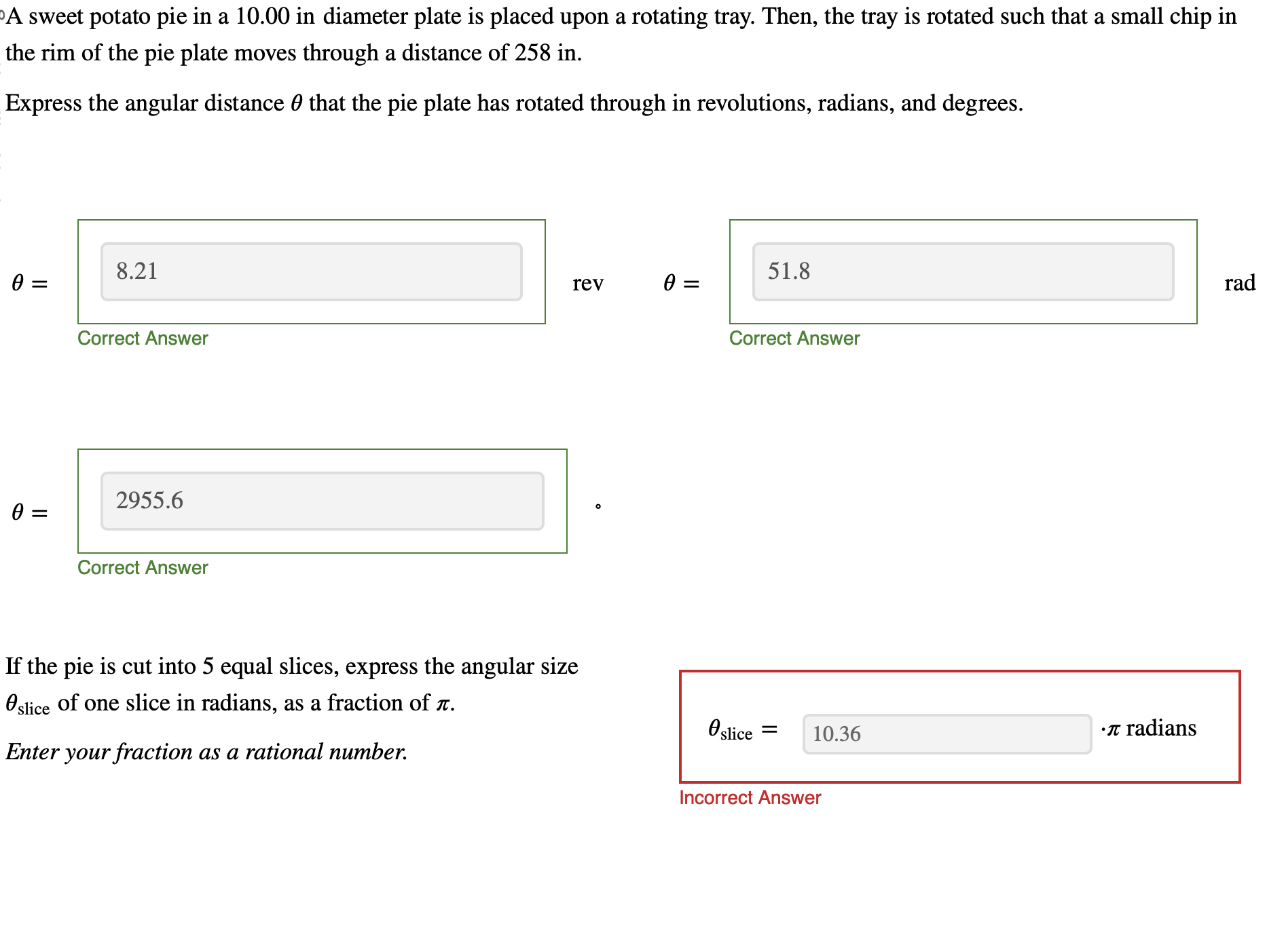 A sweet potato pie in a 10.00 in ﻿diameter plate is