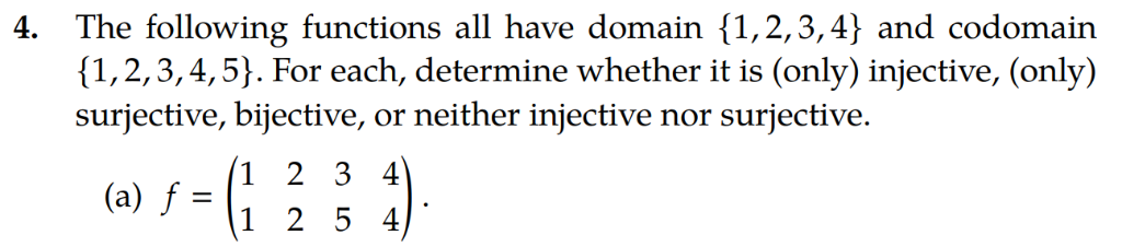 Solved The following functions all have domain {1,2,3,4} and | Chegg.com