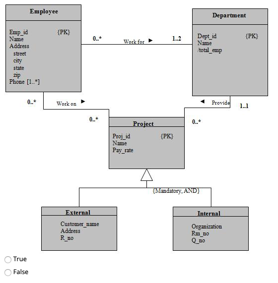 Solved In the ER below, one project can be both internal | Chegg.com