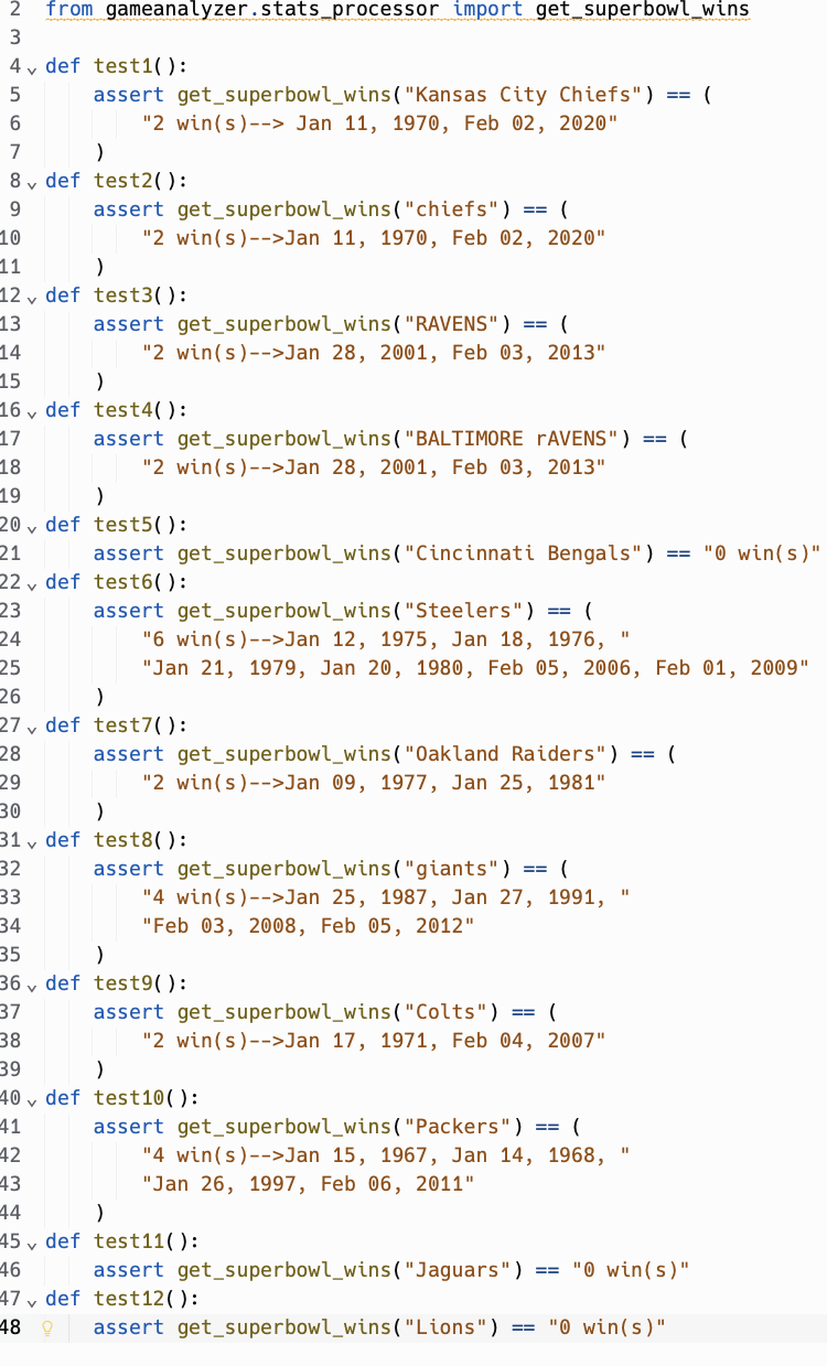 Solved I'm struggling to get all of the test cases to run. | Chegg.com