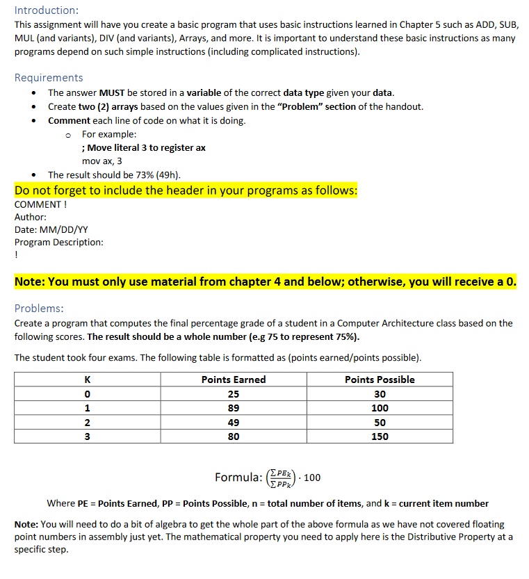 Solved Introduction: This assignment will have you create a | Chegg.com