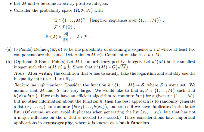Let M and n be some arbitrary positive integers. • | Chegg.com