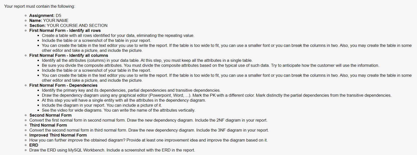 Solved our report must contain the following Assignment