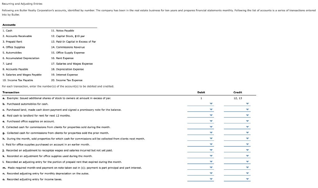 Solved Recurring and Adjusting Entries Following are Butler