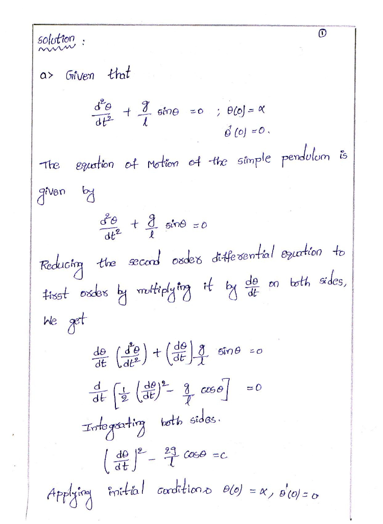 Solved Simple Pendulum In Section 4.8, we discussed the | Chegg.com