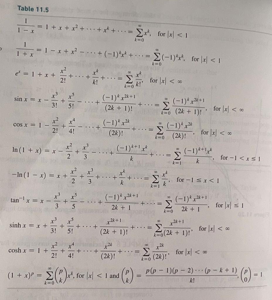 Table 11.5 1 = 1 + x + 2 + 1 - x Xx*, for xl