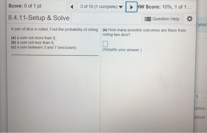 Solved Score: 0 of 1 pt 3 of 10 (1 complete) | hw Score: | Chegg.com