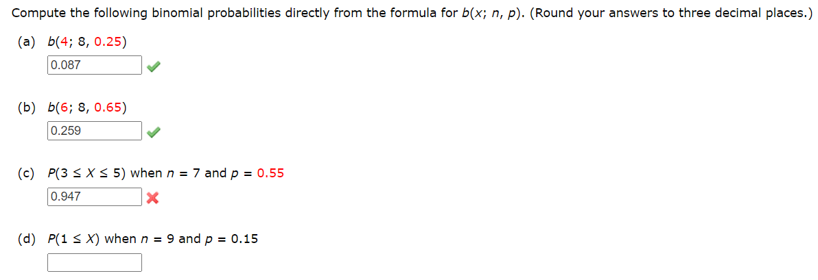 Solved Compute The Following Binomial Probabilities Directly | Chegg.com