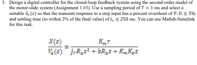 Solved 5. Design a digital controller for the closed-loop | Chegg.com