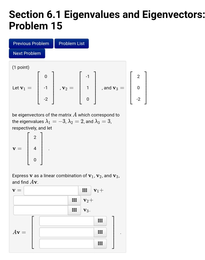 Solved Section 6.1 Eigenvalues And Eigenvectors: Problem 15 | Chegg.com