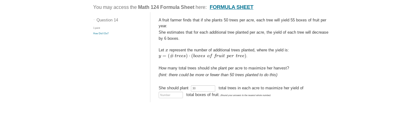 Solved You may access the Math 124 Formula Sheet here: - | Chegg.com