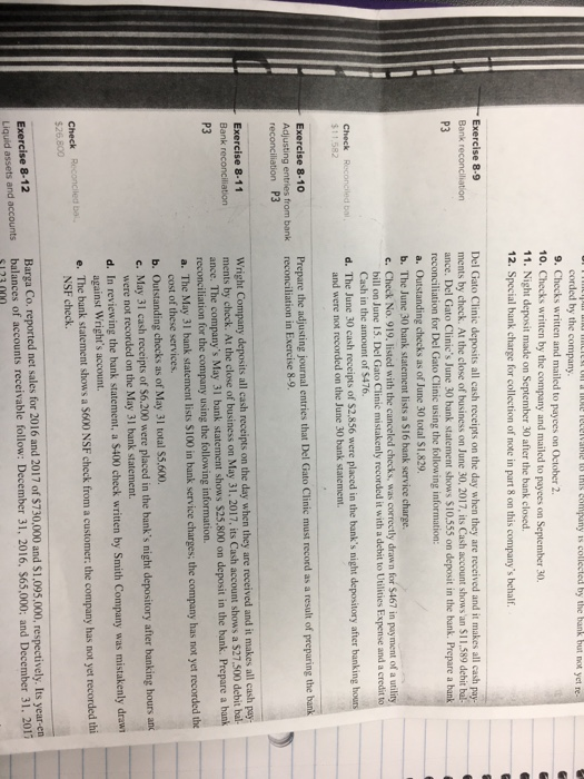 Solved by the company 9. Checks written and mailed to payces | Chegg.com