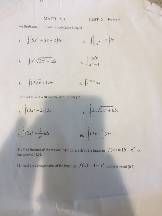Solved For Problems 1 - 6 find the indefinite integral | Chegg.com