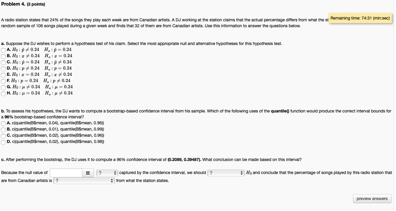 Solved Problem 4. (3 Points) A Radio Station States That 24% | Chegg.com