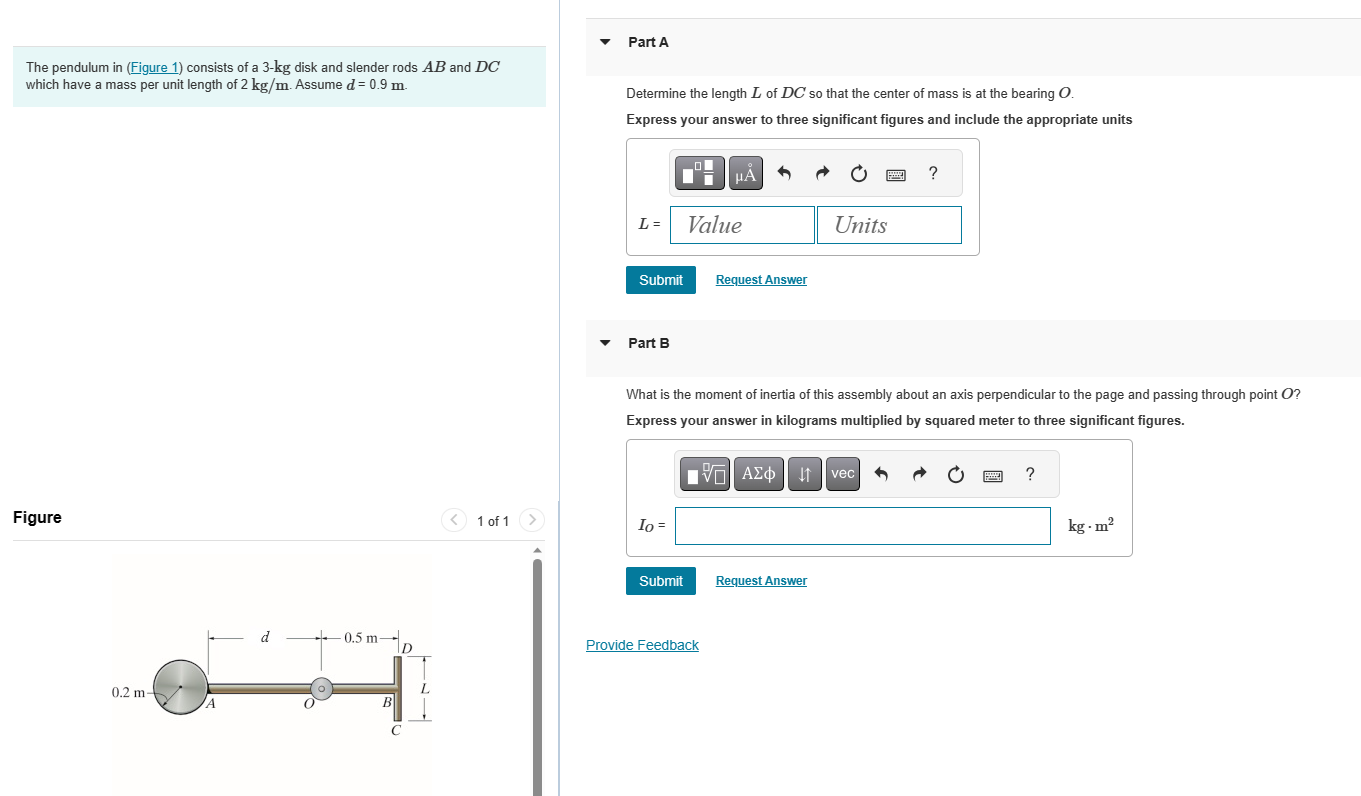 Solved The pendulum in (Figure 1) consists of a 3-kg disk | Chegg.com