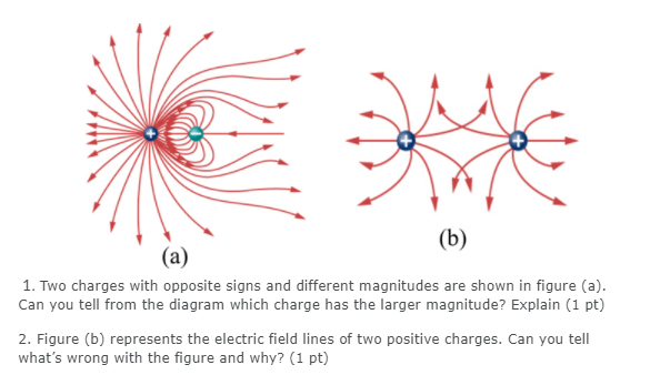 Solved (b) (a) 1. Two charges with opposite signs and | Chegg.com