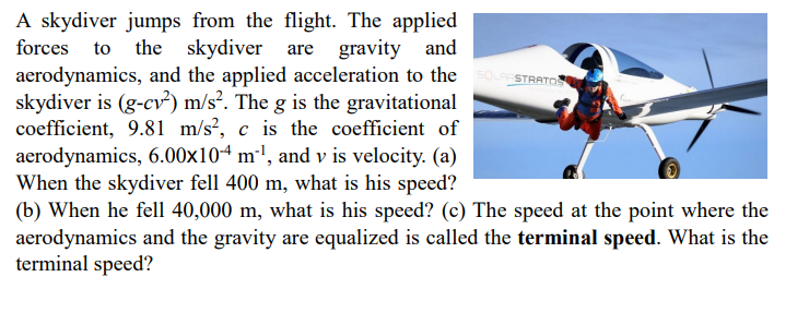 Solved A Skydiver Jumps From The Flight. The Applied Forces | Chegg.com