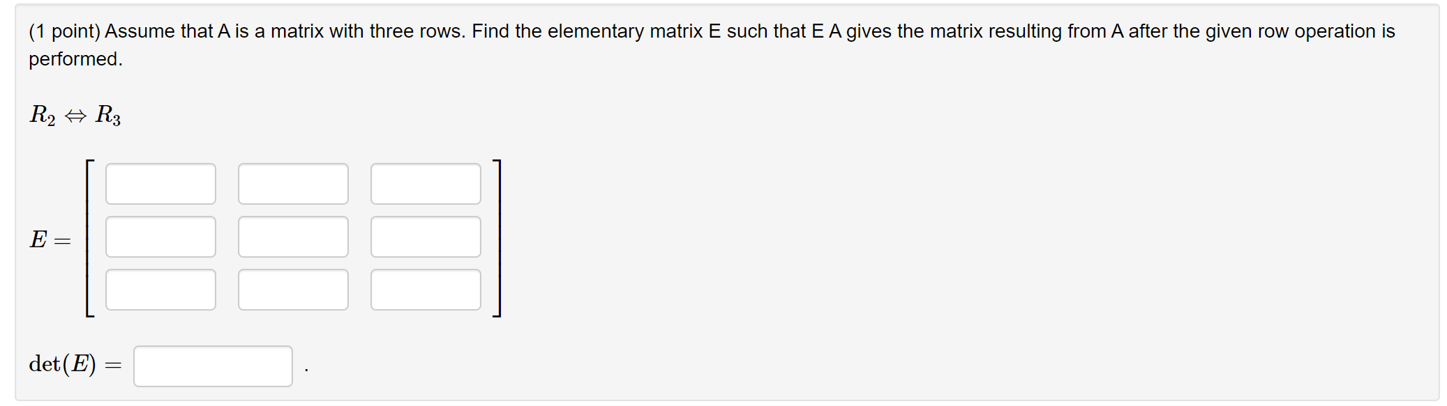 Solved (1 point) Assume that A is a matrix with three rows. | Chegg.com