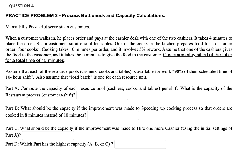 Solved PRACTICE PROBLEM 2 - Process Bottleneck and Capacity | Chegg.com