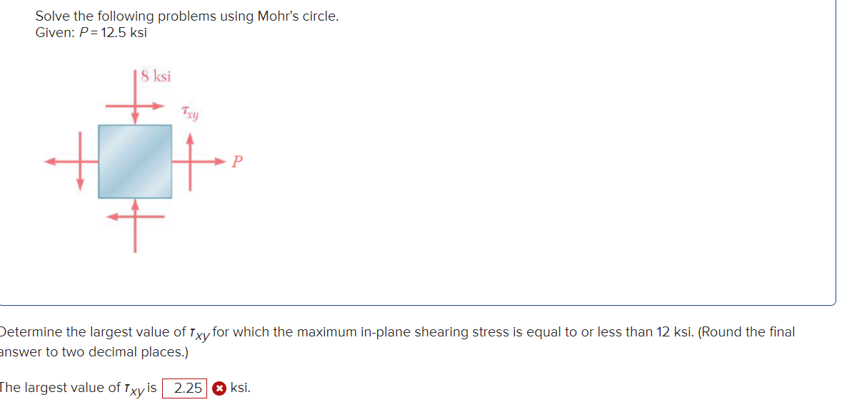 Solved Solve The Following Problems Using Mohrs Circle 5609