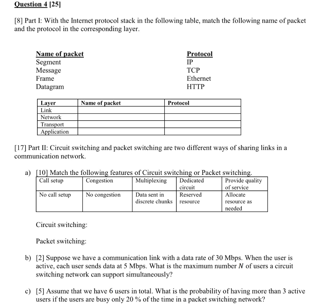 Solved Question 4 [25] [8] Part I: With the Internet | Chegg.com