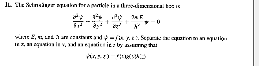 Solved 1. The Schrödinger equation for a particle in a | Chegg.com