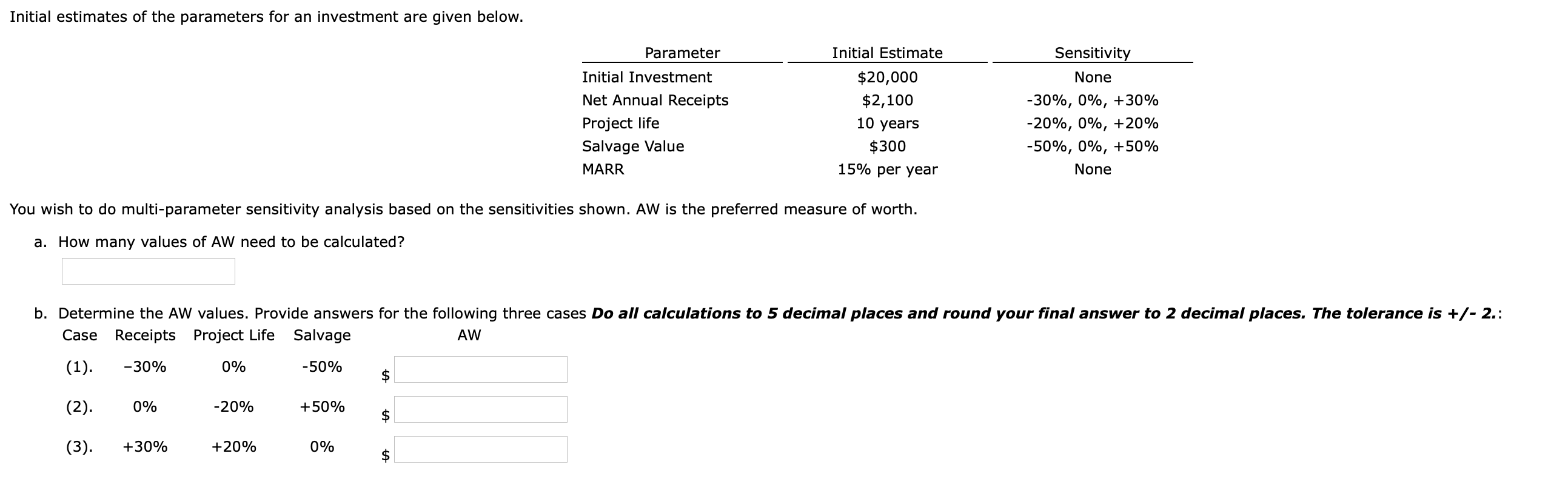 Solved Initial estimates of the parameters for an investment | Chegg.com