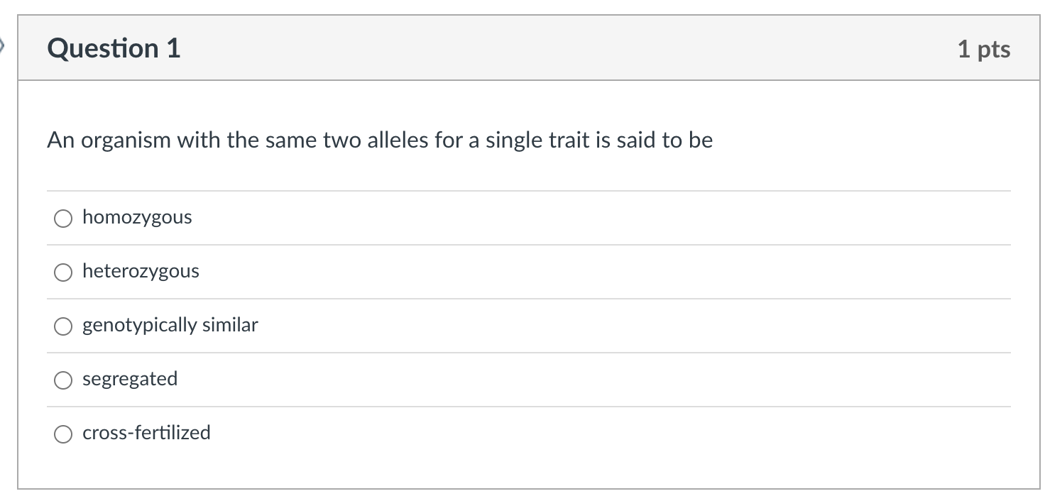 Solved An organism with the same two alleles for a single | Chegg.com