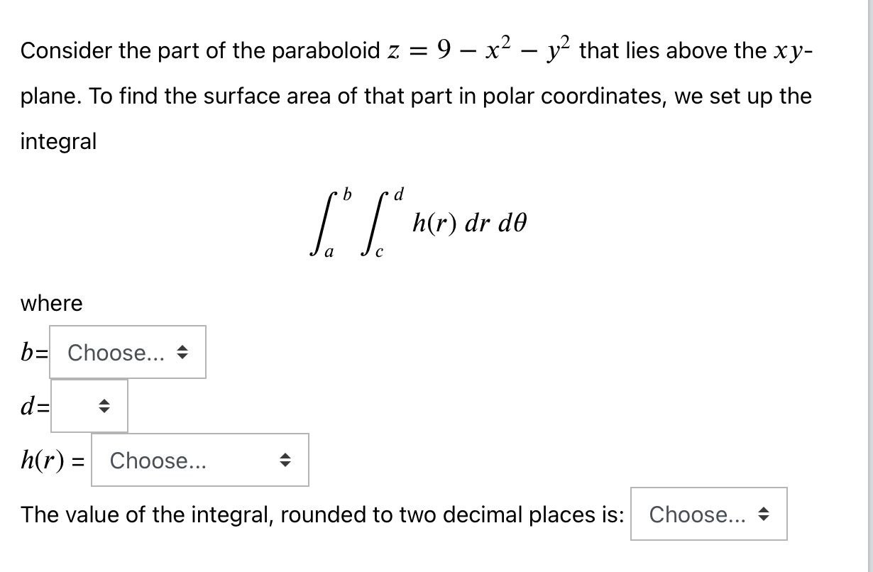 Solved Consider The Part Of The Paraboloid Z 9 X2 Y2 Chegg Com