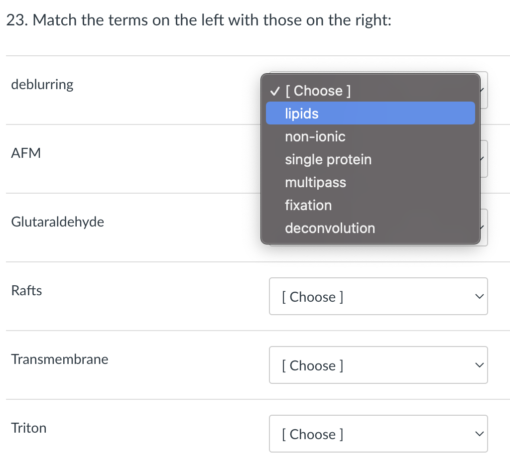 Solved 23. Match the terms on the left with those on the | Chegg.com