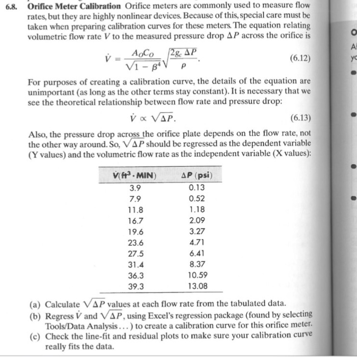 Solved Orifice Meter Calibration Orifice meters are commonly