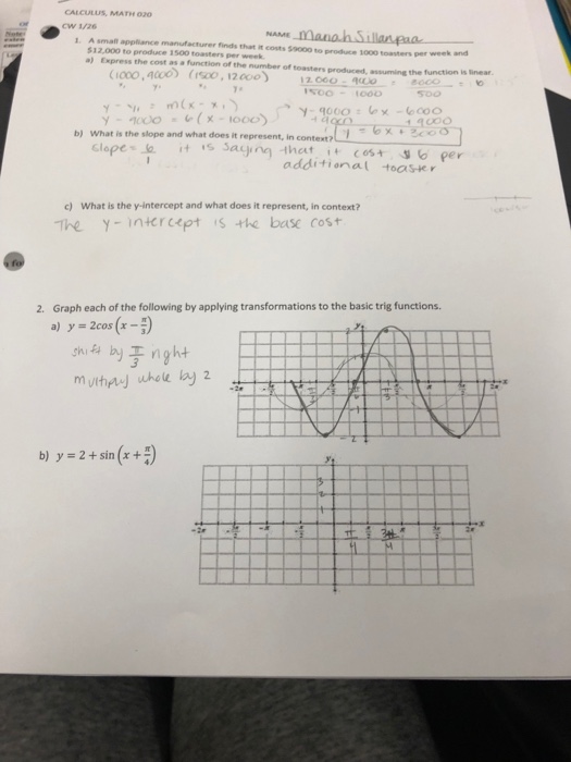 Solved CALCULUS MATH 020 cw 1/26 NAME I 1. A smafl appliance | Chegg.com