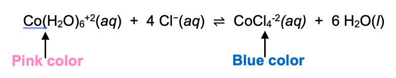 Solved Co(H20)6+2(aq) + 4 Cl-(aq) = CoCl4:2(aq) + 6 H2O(1) | Chegg.com