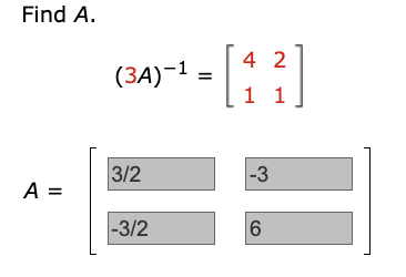 Solved (3A)−1=[4121] A=[ | Chegg.com